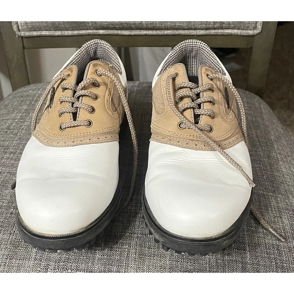 Womens FootJoy Golf Saddle Shoes Size 6.5 Soft-Joys Terrains White‎ Tan 98308
